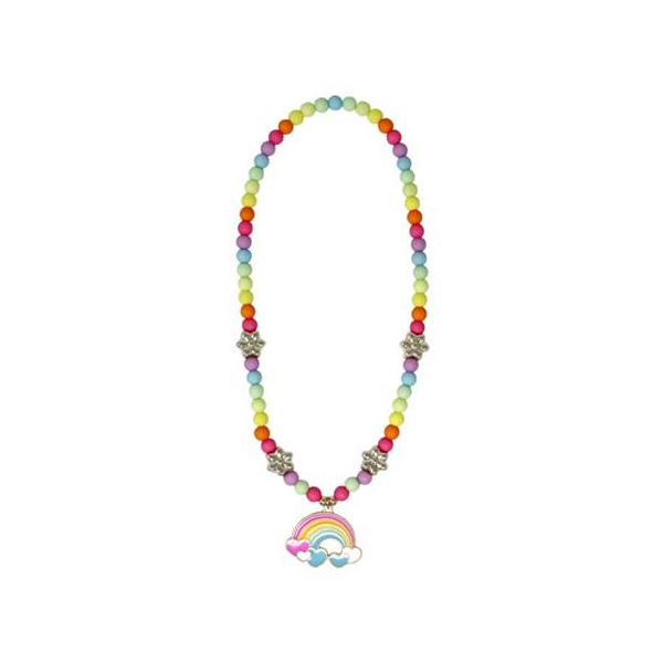 Pink Poppy Daisy Rainbow Necklace