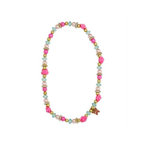 Pink Poppy Butterfly Flower Necklace