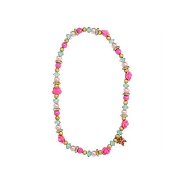 Pink Poppy Butterfly Flower Necklace