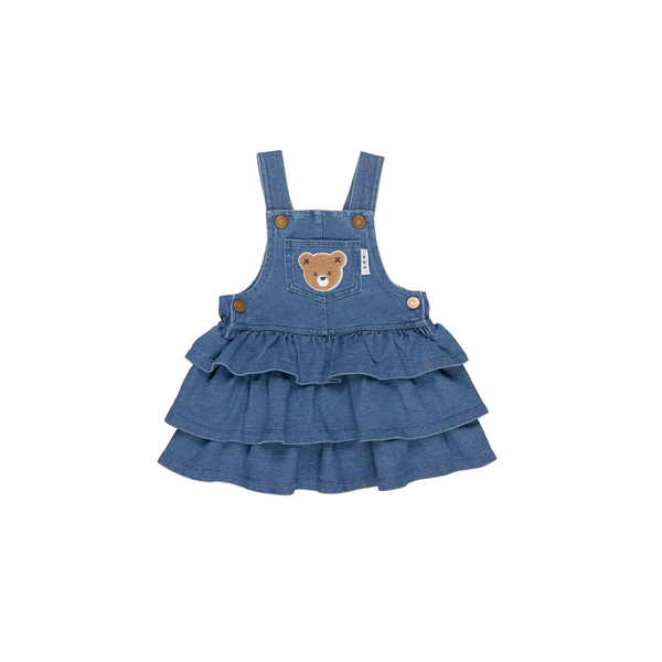 Huxbaby Knit Denim Frill Overall Dress