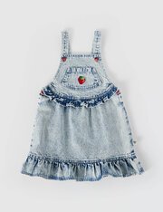 Goldie + Ace Pippa Strawberry Denim Pinafore Dress-dresses-and-skirts-Bambini
