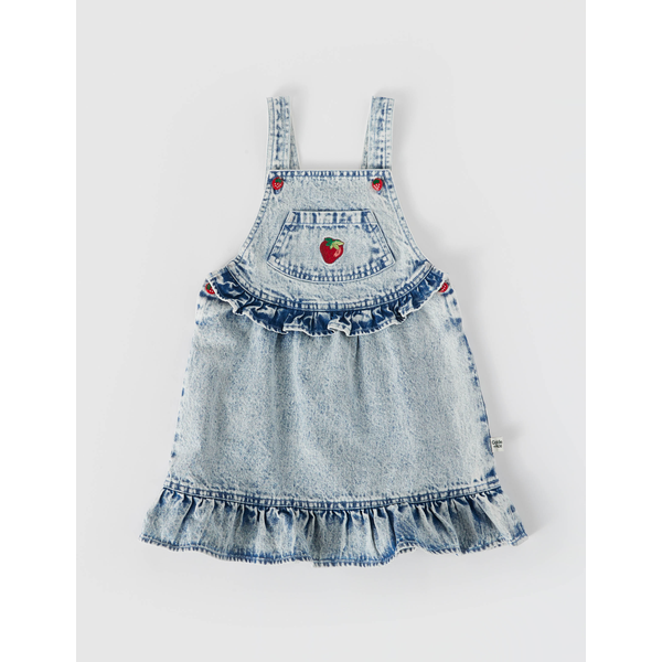 Goldie + Ace Pippa Strawberry Denim Pinafore Dress