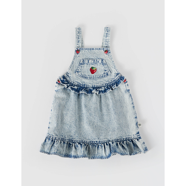 Goldie + Ace Pippa Strawberry Denim Pinafore Dress