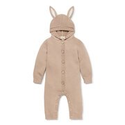 Aster & Oak Taupe Bunny Knit Romper-bodysuits-and-rompers-Bambini