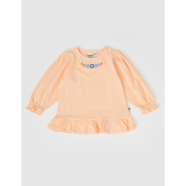 Goldie + Ace Isla Embroidered Frill Hem Top