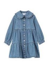 Milky Denim Tiered Collared Dress-dresses-and-skirts-Bambini