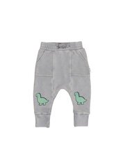 Huxbaby Vintage Grey Dino Drop Crotch Pant-pants-and-shorts-Bambini