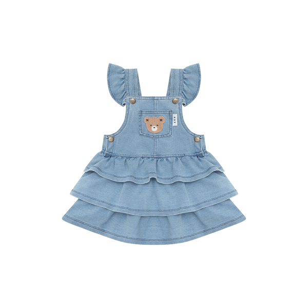 Huxbaby Huxbear Knit Denim Frill Pinafore