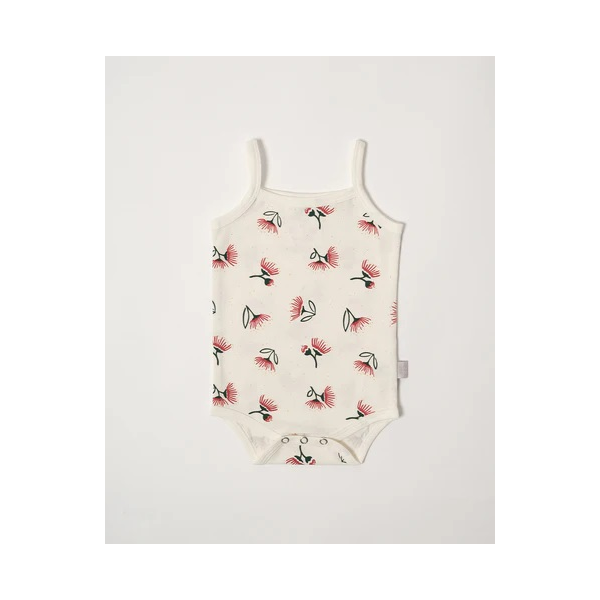 Babu Organic Cotton Singlet Bodysuit Pohutukawa