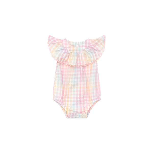 Huxbaby Rainbow Check Frill Onsie