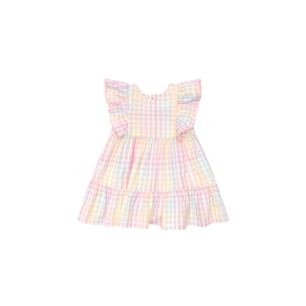 Huxbaby Rainbow Check Frill Dress