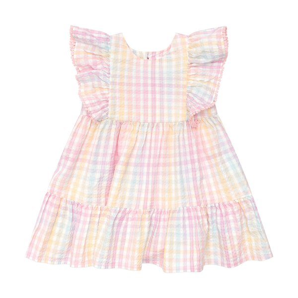 Huxbaby Rainbow Check Frill Dress