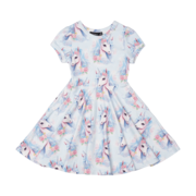 Rock Your Kid Blue Unicorn Waisted Dress-dresses-and-skirts-Bambini