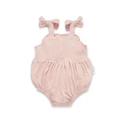 Aster & Oak Petal Pointelle Tie Romper-bodysuits-and-rompers-Bambini