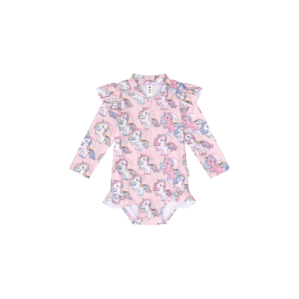 Huxbaby Rainbow Unicorn Zip Swimsuit