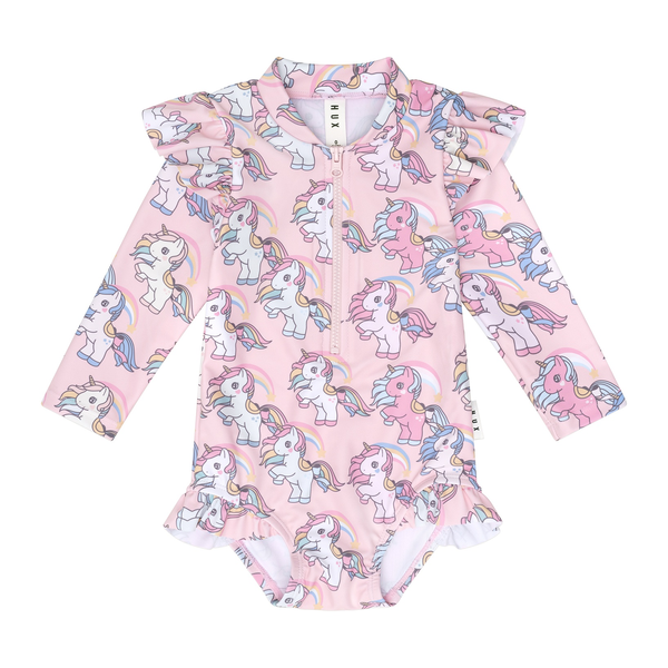 Huxbaby Rainbow Unicorn Zip Swimsuit