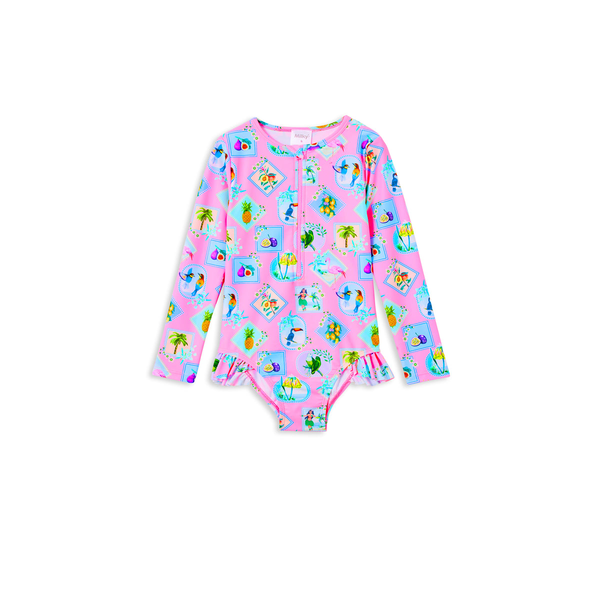 Milky Pink Resort Long Sleeve Swimsuit