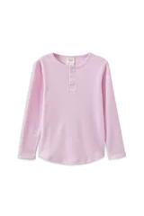 Milky Pink Stripe Henley-tops-Bambini