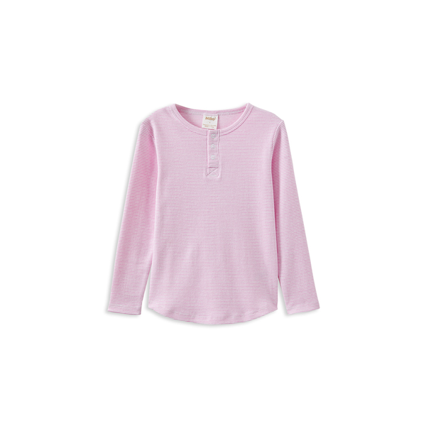 Milky Pink Stripe Henley