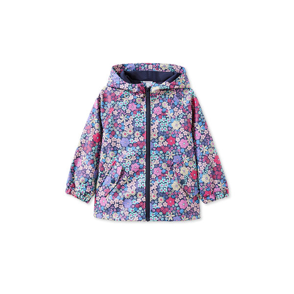 Milky Navy Bloom Rain Jacket