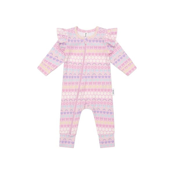 Huxbaby Emoji Rainbow Frill Romper