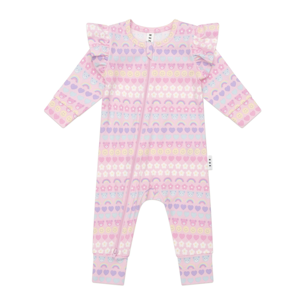Huxbaby Emoji Rainbow Frill Romper