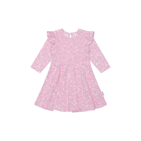 Huxbaby Ditsy Floral Shirred LS Dress