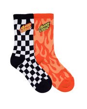 Santa Cruz Flaming Stack Crew Sock 2 Pack-footwear-Bambini