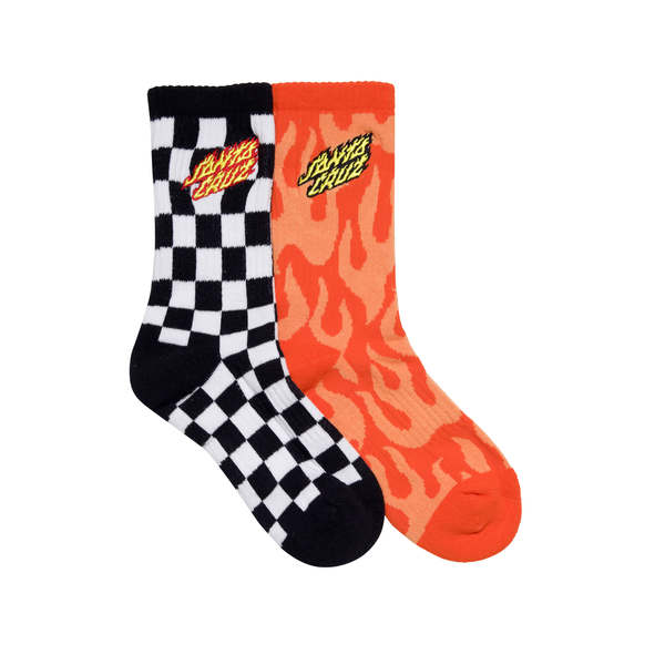 Santa Cruz Flaming Stack Crew Sock 2 Pack