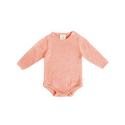 Confetti Kidz Peachy Ribbed Knit LS Bodysuit-bodysuits-and-rompers-Bambini