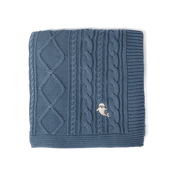 Aster & Oak Bluestone Cable Knit Blanket