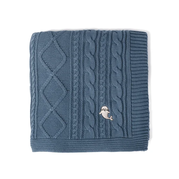 Aster & Oak Bluestone Cable Knit Blanket
