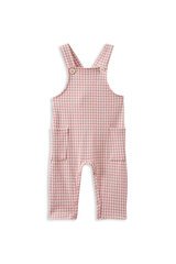 Milky Rose Check Overall-bodysuits-and-rompers-Bambini