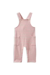 Milky Rose Check Overall-bodysuits-and-rompers-Bambini