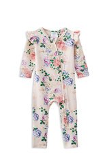 Milky Hydrangea Zip Frill Romper-bodysuits-and-rompers-Bambini