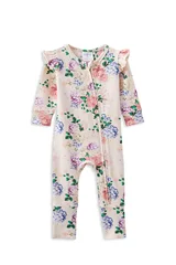 Milky Hydrangea Zip Frill Romper-bodysuits-and-rompers-Bambini