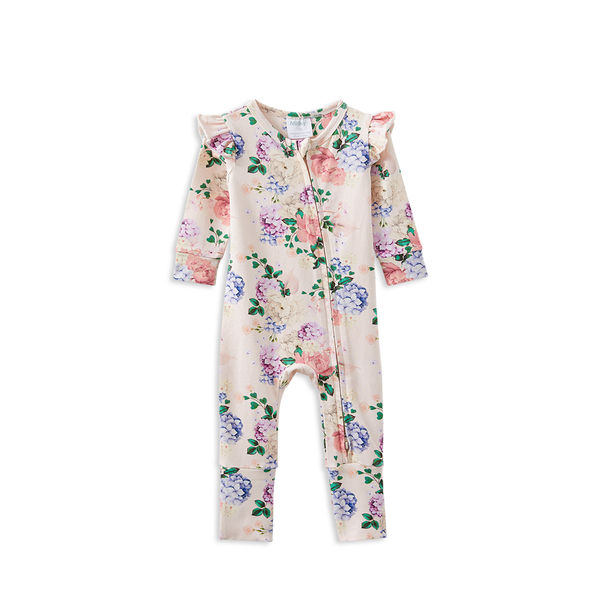 Milky Hydrangea Zip Frill Romper