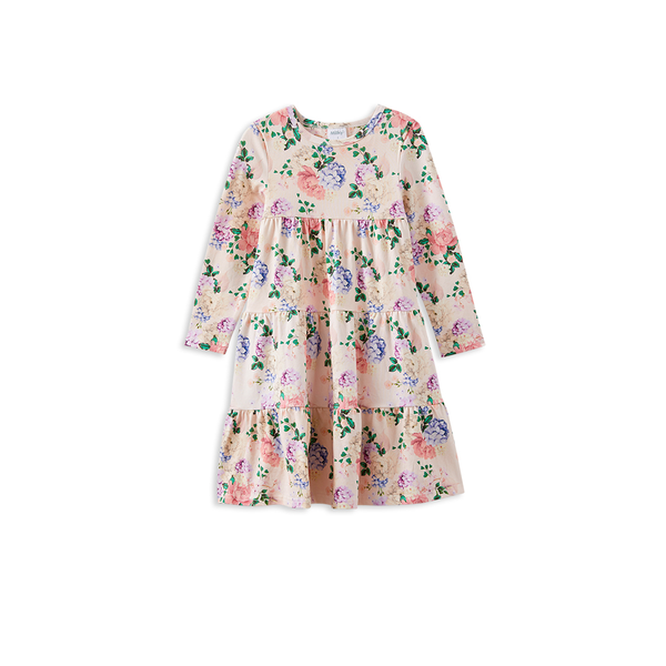 Milky Hydrangea Tiered Dress