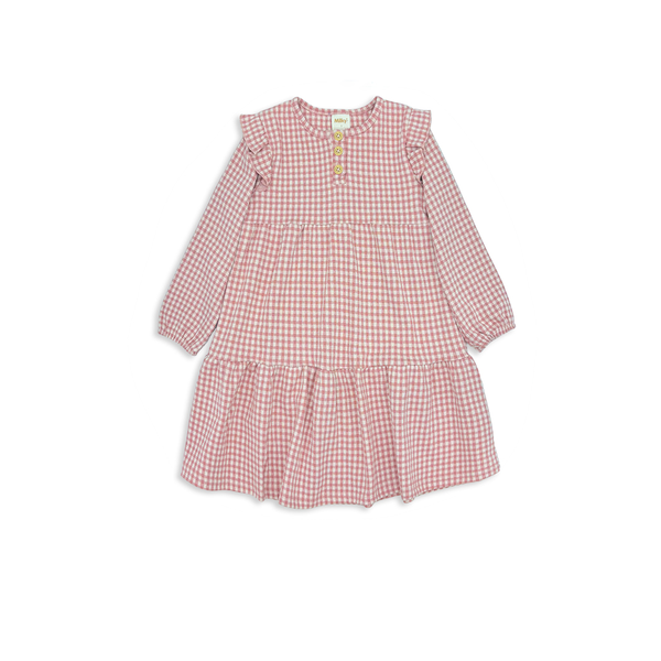 Milky Rose Check Frill Dress