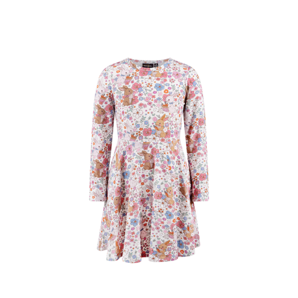 Rock Your Kid Ditsy Bunny LS Waisted Dress