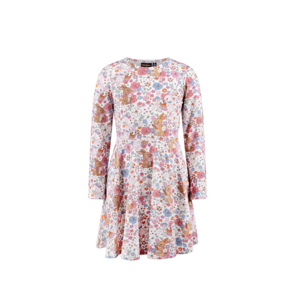 Rock Your Kid Ditsy Bunny LS Waisted Dress