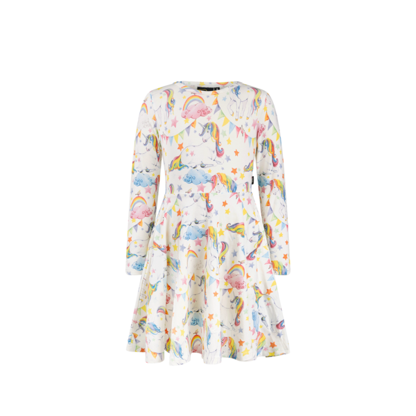 Rock Your Kid Unicorn Flags LS Waisted Dress