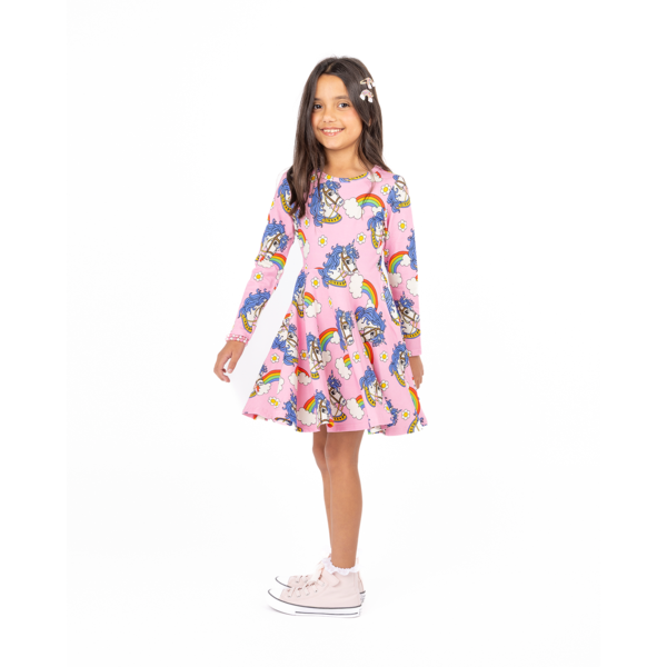 Rock Your Kid Unicorn Daisy LS Waisted Dress