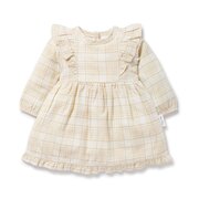 Aster & Oak Beige Plaid Ruffle Dress-dresses-and-skirts-Bambini