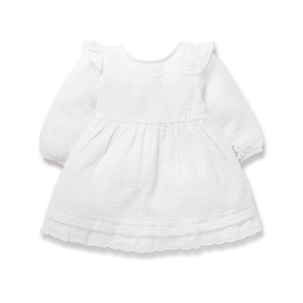 Aster & Oak White Muslin Flutter Dress