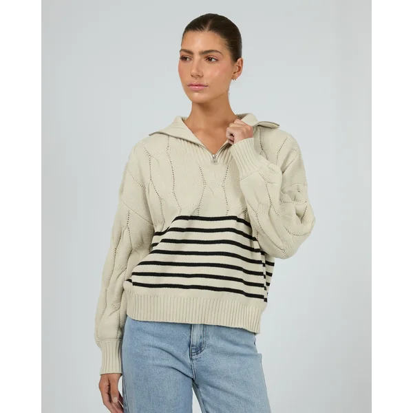 Silent Theory Astrid Quarter Zip Knit Sweater