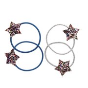 Rex London Glitter Star Hair Bands (Set Of 4)-hair-Bambini