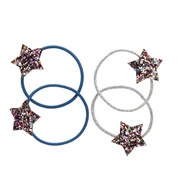 Rex London Glitter Star Hair Bands (Set Of 4)-hair-Bambini