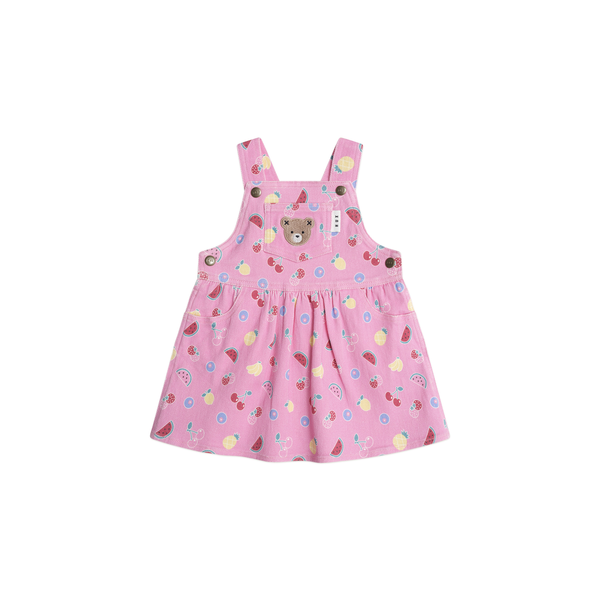 Huxbaby Pink Fruit Emoji Pinafore Dress