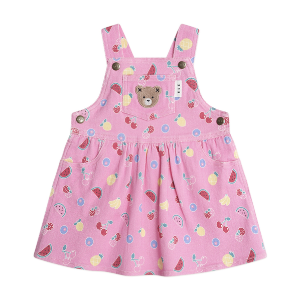 Huxbaby Pink Fruit Emoji Pinafore Dress